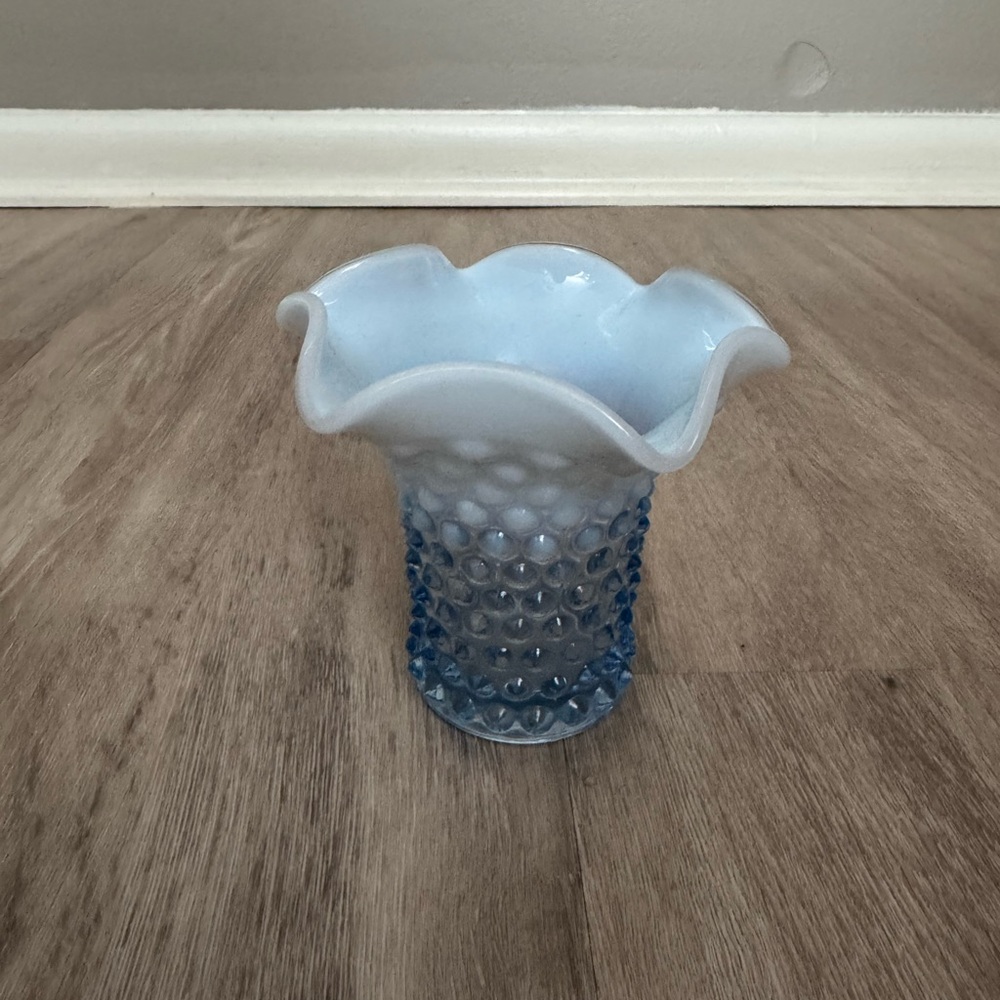 Fenton Light Blue Hobnail Vase